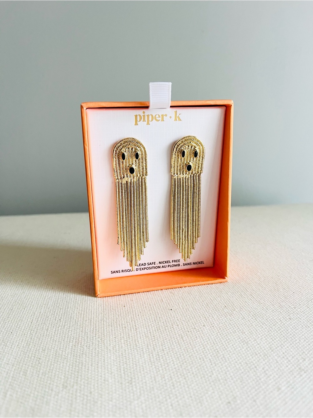 Piper K Ghost Fringe Earrings One Size Gold Halloween